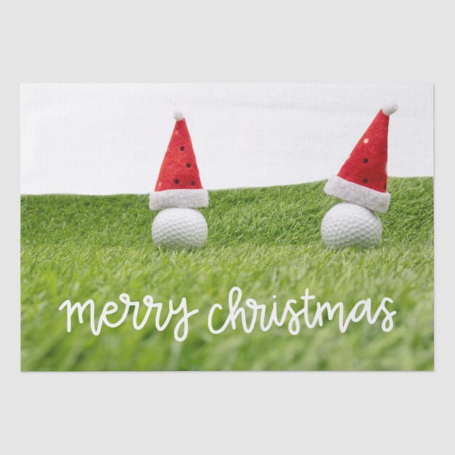 Papel De Seda Balonmano de golf con gorra de Santa Claus sobre N (Anverso)