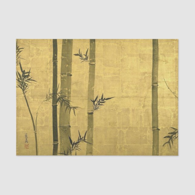 Papel De Seda Bambú, Ogata Kōrin, Sumi-e (Anverso)