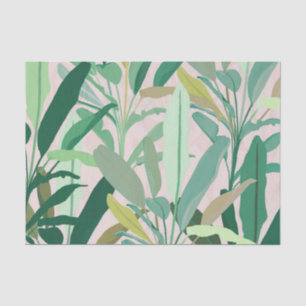 Papel De Seda Banana verde tropical deja patrón rosa