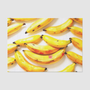 Papel De Seda Bananas acuarelas en tonos suaves con blanco