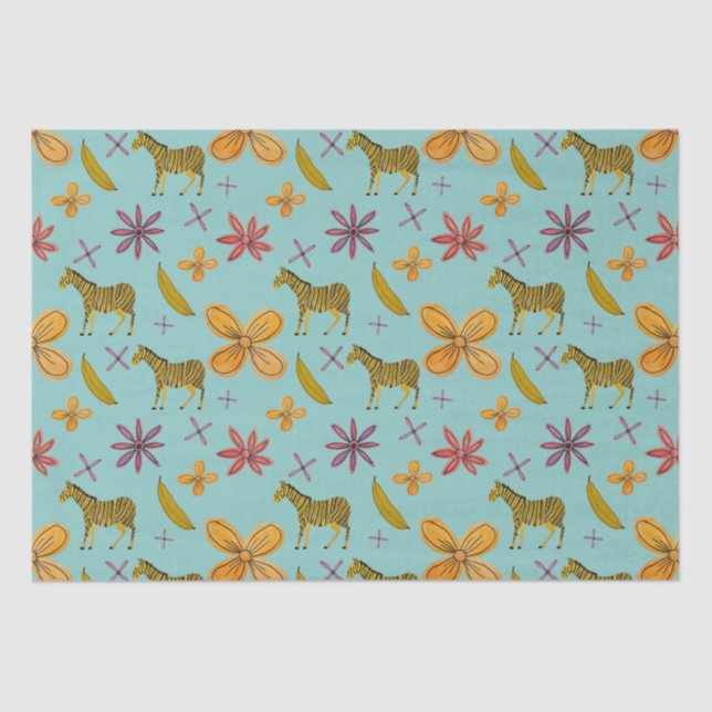 Papel De Seda Bananas y cebras (Anverso)