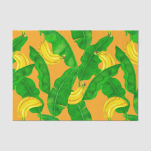 Papel De Seda Bananas y hojas diseño de acuarela