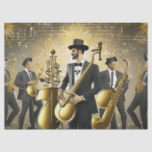 Papel De Seda Banda Art Deco Gold y Black Jazz