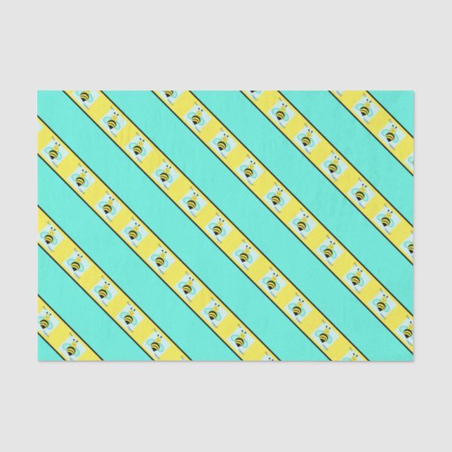 Papel De Seda Banda azul "Bee Happy" (Anverso)