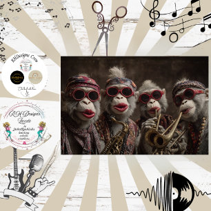 Papel De Seda Banda de Jazz Manjo Mono Caprichoso Decoupage