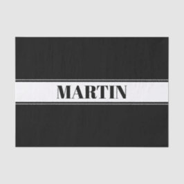 Papel De Seda Banda de nombres personalizados en blanco y negro