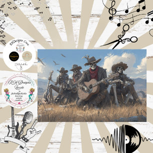 Papel De Seda Banda Funk de Cráneo de Desierto con Plumas y Piel