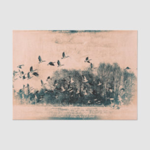 Papel De Seda Bandada de gansos textura vintage antigua teñida d