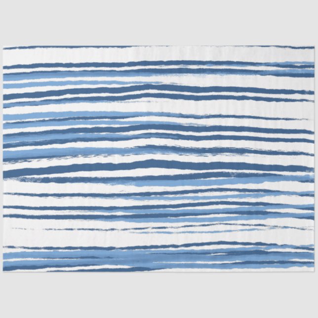 Papel De Seda Bandas costeras modernas en blanco y azul (Anverso)