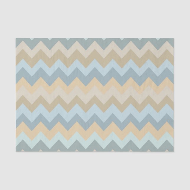 Papel De Seda Bandas de Chevron Blue Cream