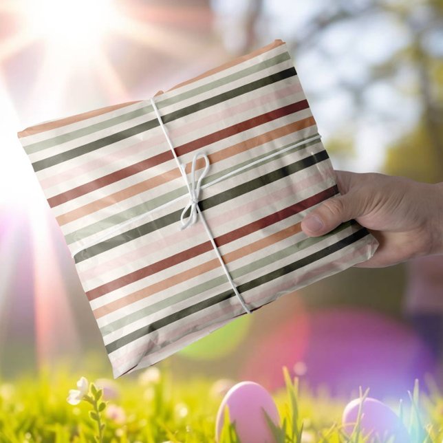 Papel De Seda Bandas de primavera blandas en los pasteles (Soft Spring Stripes in Pastels Tissue Paper)