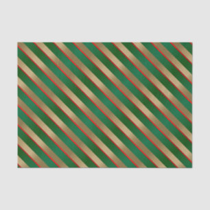Papel De Seda Bandas diagonales doradas, verdes y rojas