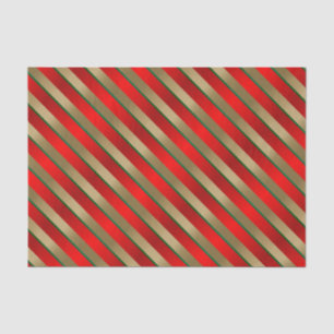 Papel De Seda Bandas diagonales rojas, doradas y verdes