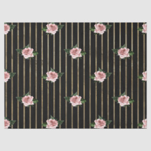 Papel De Seda Bandas negras y doradas con color rosa