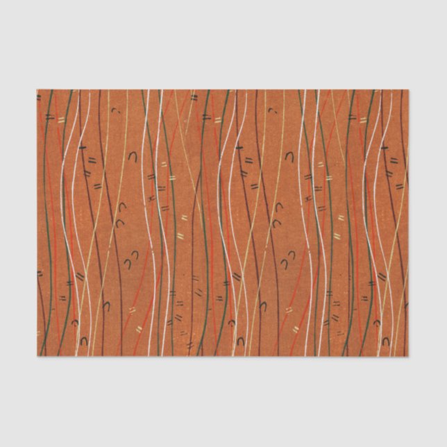 Papel De Seda Bandas rojas onduladas: arte abstracto japonés mod (Anverso)