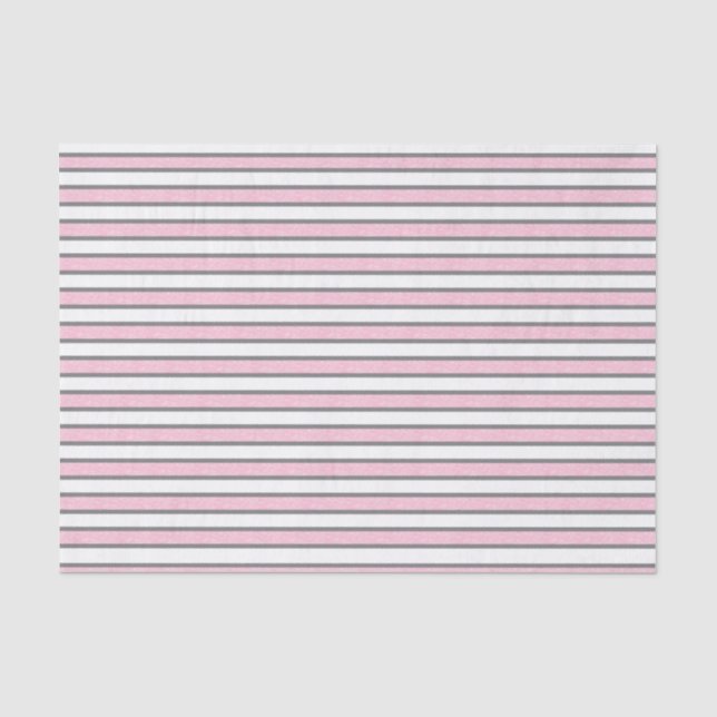 Papel De Seda Bandas rosadas grises y estáticas (Anverso)
