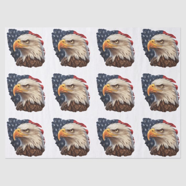 Papel De Seda Bandera americana águila calva (Anverso)