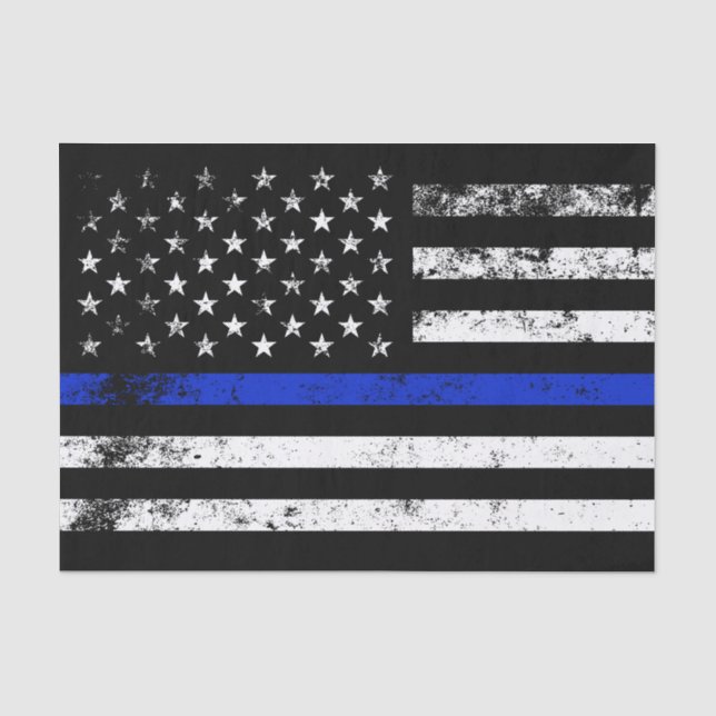 Papel De Seda Bandera americana apenada diseñada policía (Anverso)