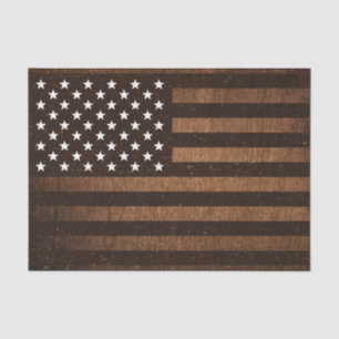 Papel De Seda Bandera Americana Rustic Madera texturizada Patrió