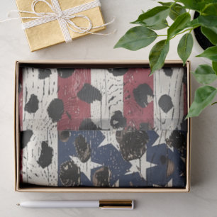 Papel De Seda Bandera Americana Rústica Estampado de Leopardo (2