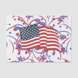 Papel De Seda Bandera Americana y Fuegos Artificiales