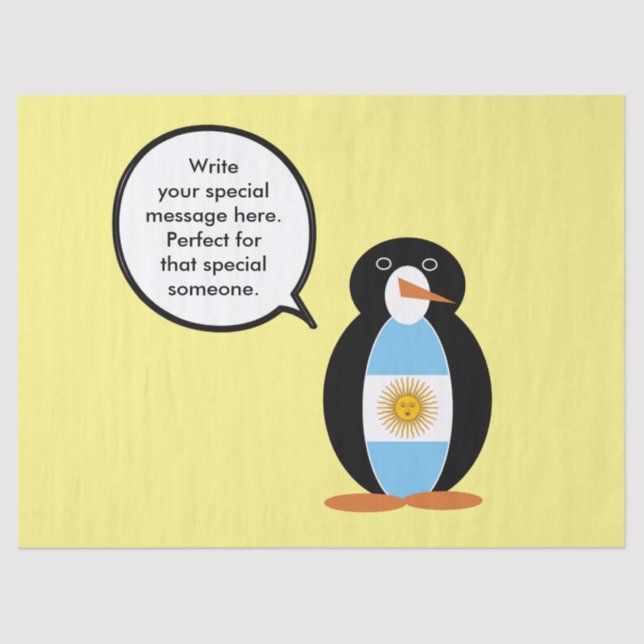 Papel De Seda Bandera argentina hablando con la señora Penguin (Anverso)