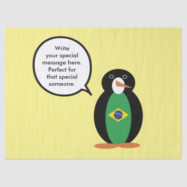 Papel De Seda Bandera brasileña habla de la señorita Penguin per (Anverso)