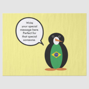 Papel De Seda Bandera brasileña hablando Sra. Pingüino Personali