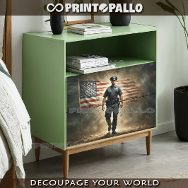 Papel De Seda Bandera de Estados Unidos con agente de la policía