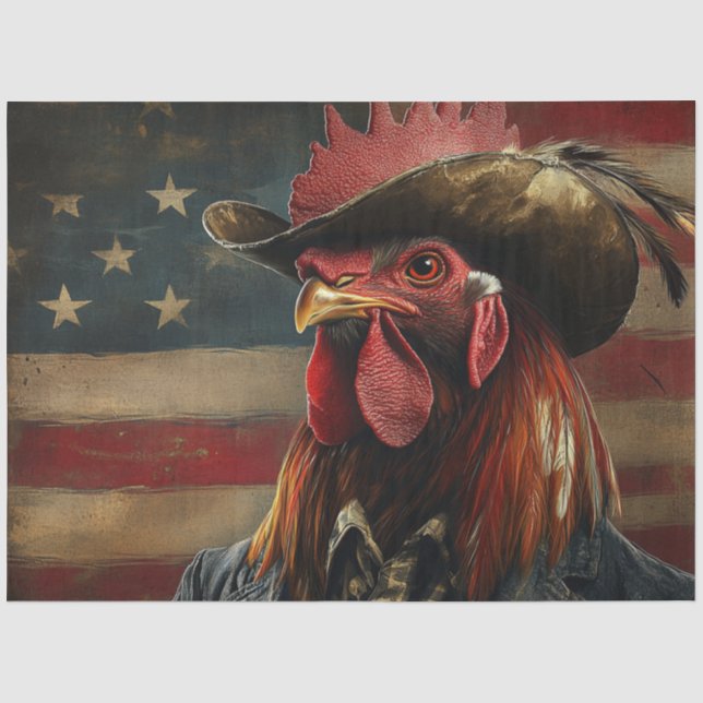Papel De Seda Bandera de gallo patriótico de desahuciación (Anverso)