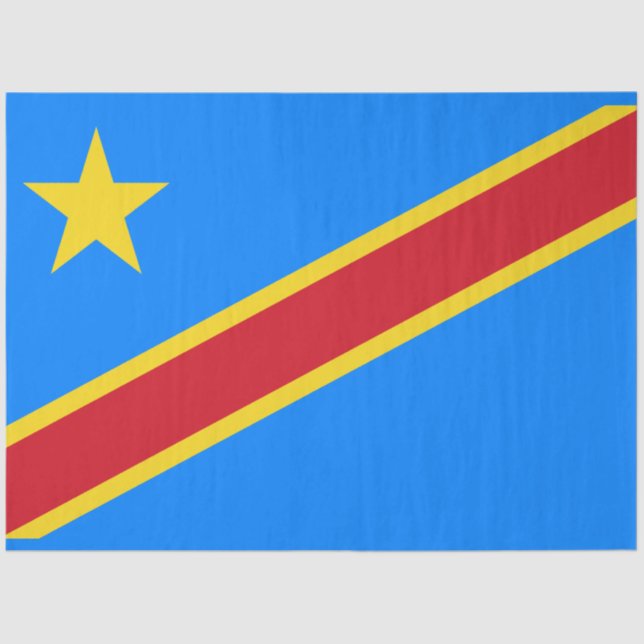 Papel De Seda Bandera de la RDC (República Democrática del Congo (Anverso)