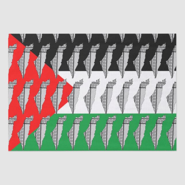 Papel De Seda Bandera de Palestina y mapa con el modelo de Keffi (Anverso)