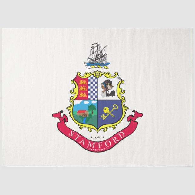 Papel De Seda Bandera de Stamford (Connecticut) (Anverso)