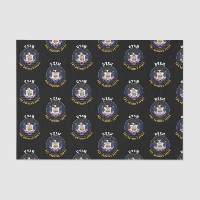 PAPEL DE SEDA BANDERA DEL ESTADO DE AVISPA DE UTAH (Anverso)