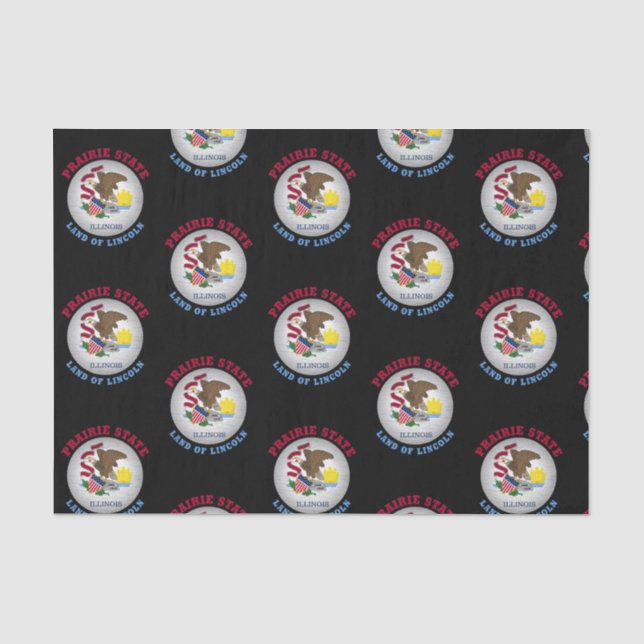 PAPEL DE SEDA BANDERA DEL ESTADO DE LA PRADERA DE ILLINOIS (Anverso)