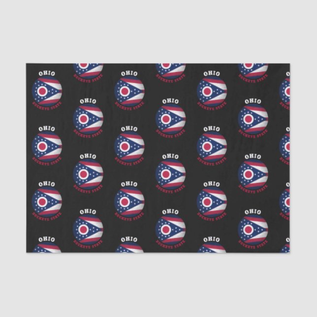 PAPEL DE SEDA BANDERA DEL ESTADO DE OHIO BUCKEYE (Anverso)