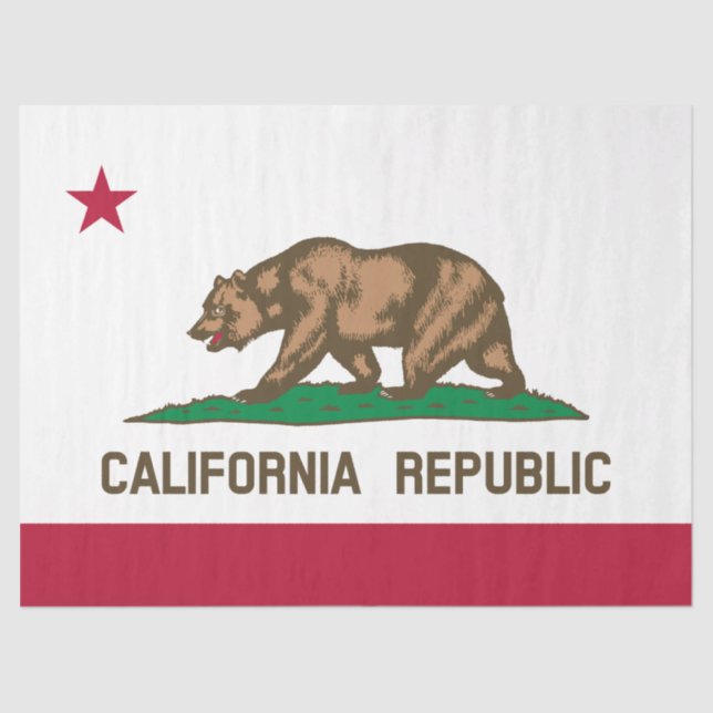 Papel De Seda Bandera del Oso de la República de California: Cal (Anverso)