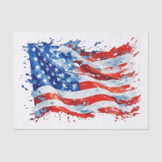 Papel De Seda Bandera estadounidense acuarela 4 de julio