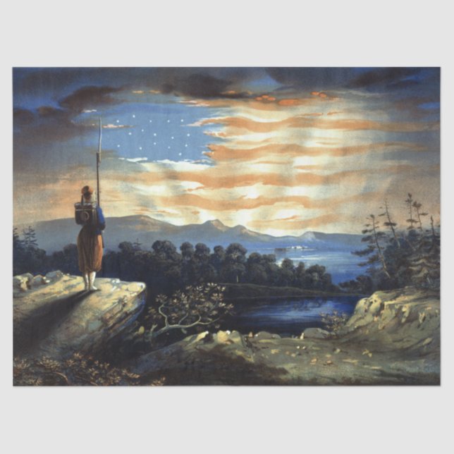 Papel De Seda Bandera estadounidense celestial amanecer William  (Anverso)