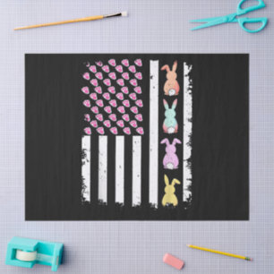 Papel De Seda Bandera estadounidense con conejo para el día de P