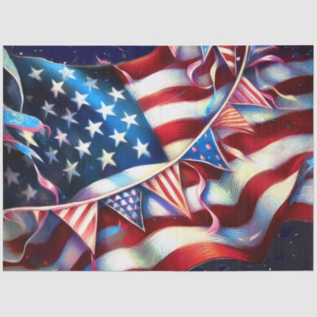 Papel De Seda Bandera estadounidense con patriotismo burlador (Anverso)