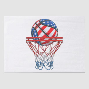 Papel De Seda Bandera Estadounidense De Baloncesto 4 De Julio