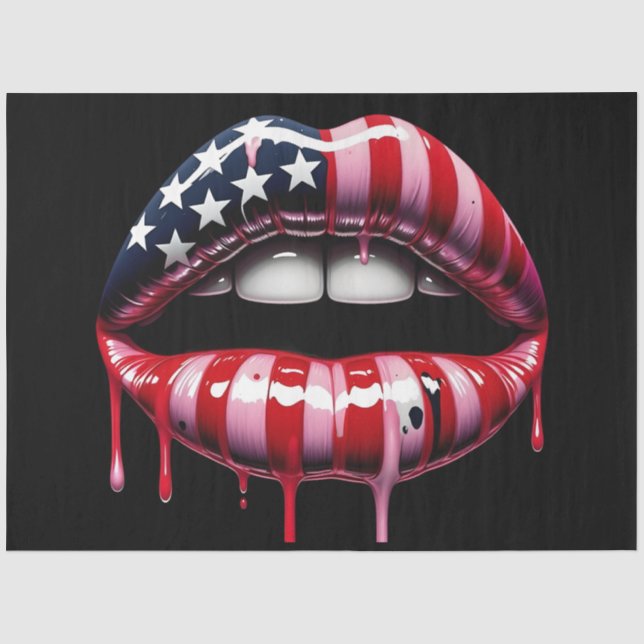 Papel De Seda Bandera estadounidense muerde los labios (Anverso)
