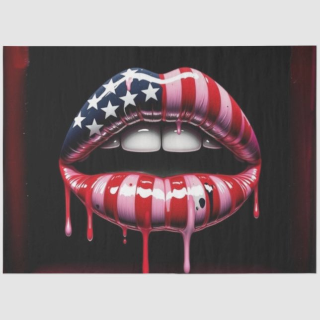 Papel De Seda Bandera estadounidense muerde los labios (Anverso)