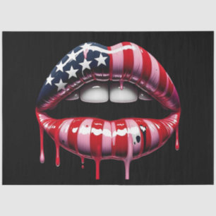 Papel De Seda Bandera estadounidense muerde los labios