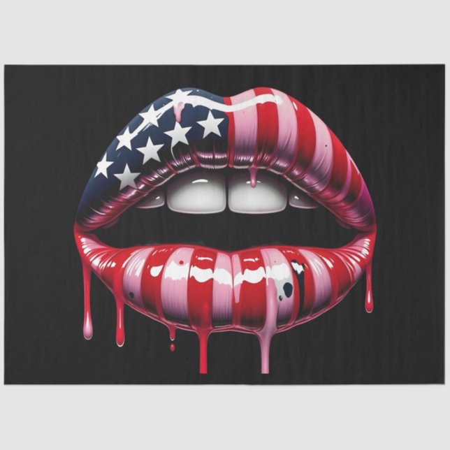 Papel De Seda Bandera estadounidense muerde los labios (Anverso)