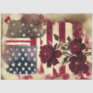 Papel De Seda Bandera Estadounidense Peony Flower 4 De Julio