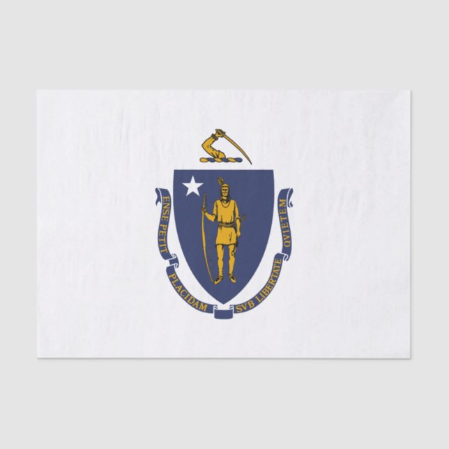 Papel De Seda Bandera estatal de Massachusetts (Anverso)