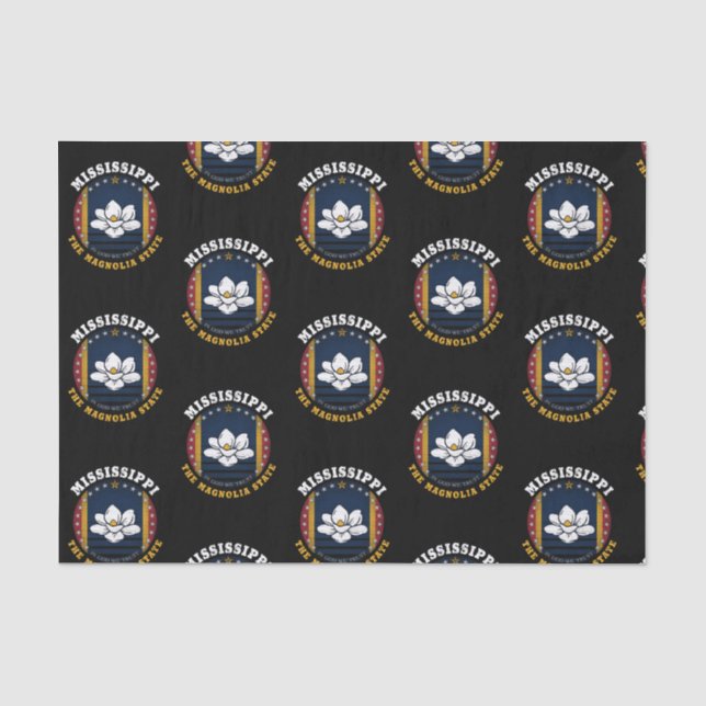 PAPEL DE SEDA BANDERA ESTATAL DE MISSISSIPPI MAGNOLIA (Anverso)