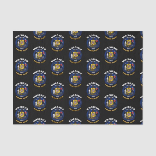 PAPEL DE SEDA BANDERA ESTATAL DE WISCONSIN BADGER (Anverso)
